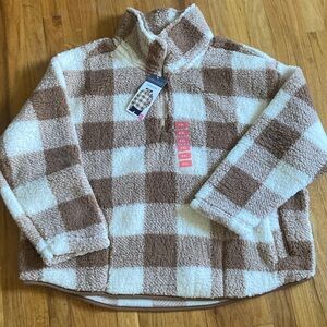 Women’s Plus Berkeley Jensen Sherpa Plaid Quarter Zip Mockneck XXL New